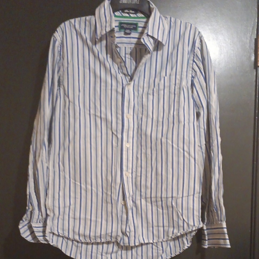 Men's Striped Blue and White Shirt